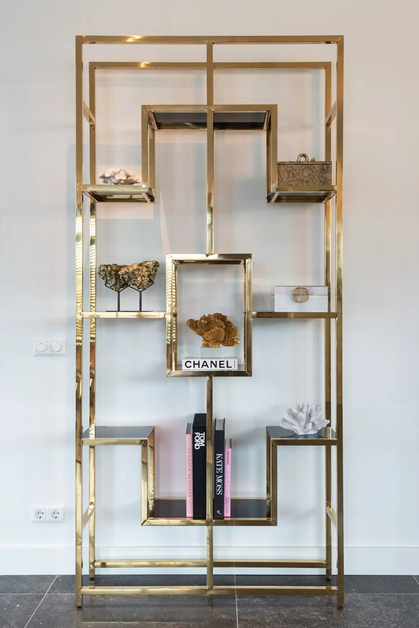 Vitrine Magnus aus Sicherheitsglas und Edelstahl in gold, 108x30x230 cm von Richmond Interiors – Bild 2