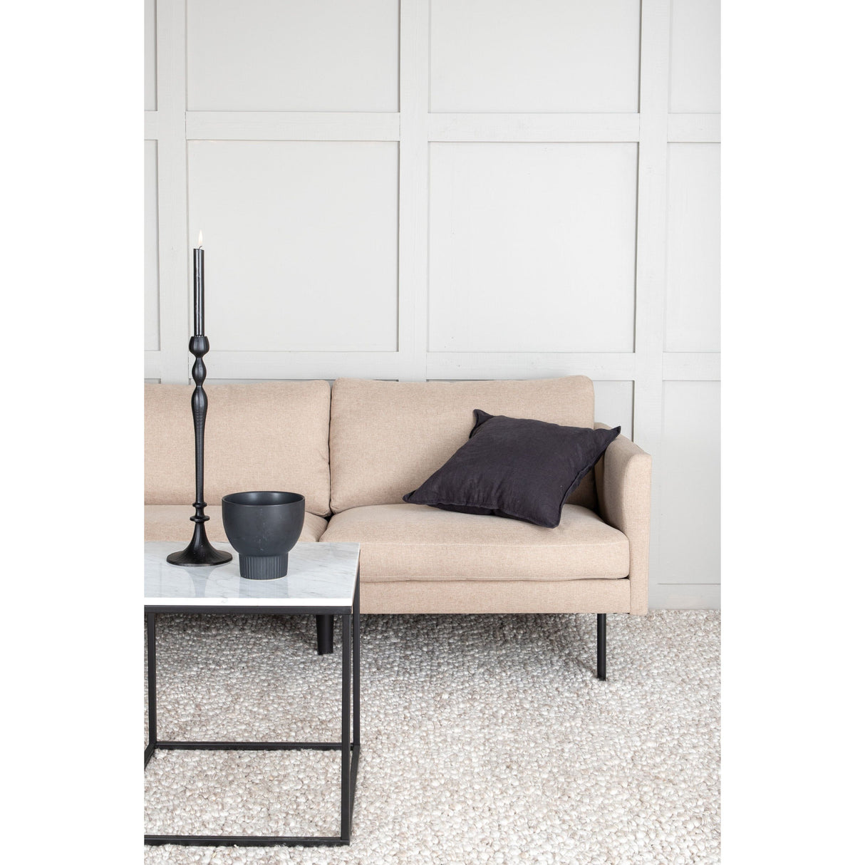 Zoom 2-Sitzer Sofa - Schwarz / Brauner Stoff - ZEN ZONE Furniture