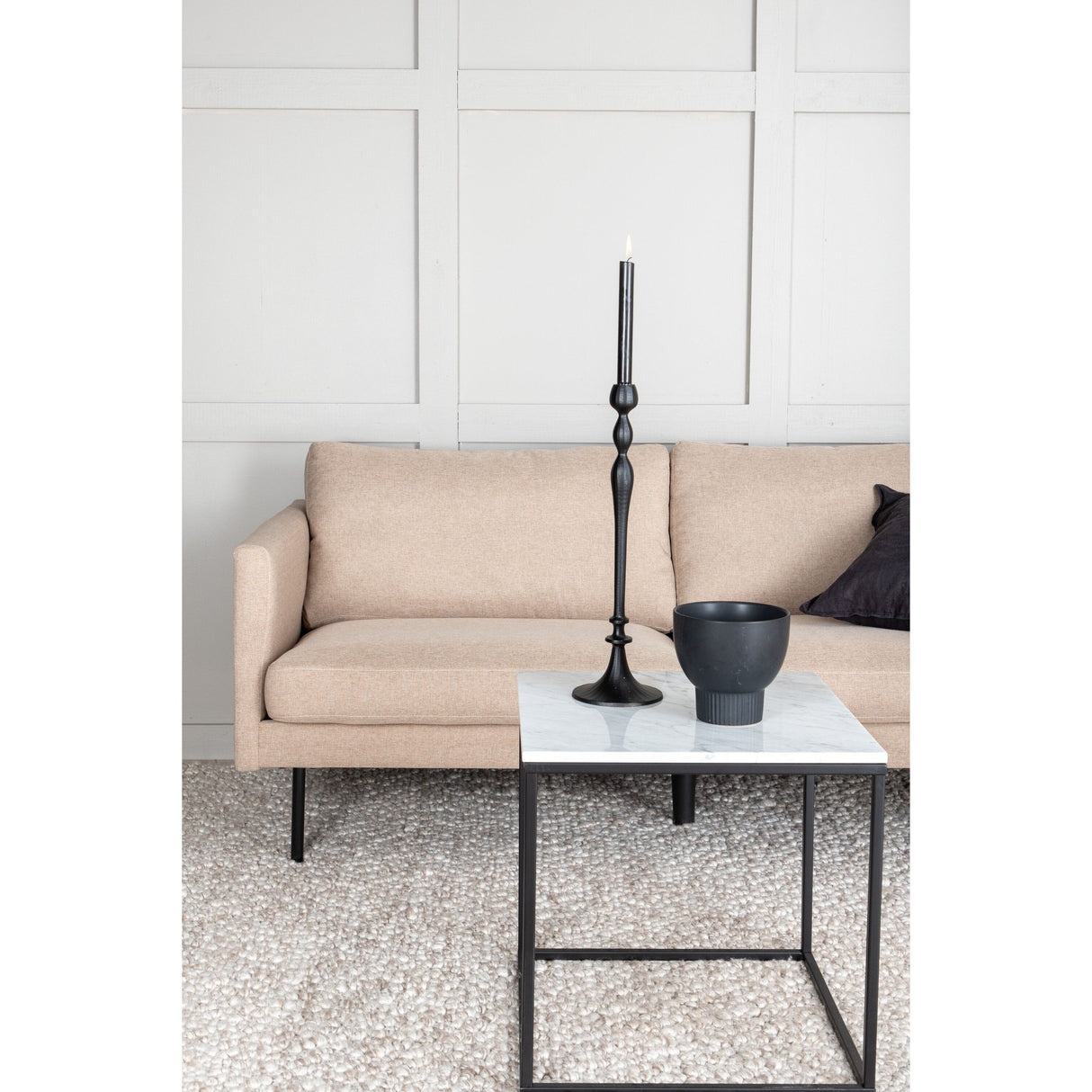 Zoom 2-Sitzer Sofa - Schwarz / Brauner Stoff - ZEN ZONE Furniture