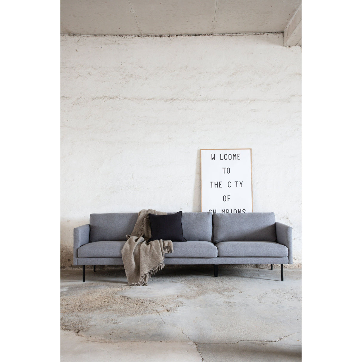 Zoom 3-Sitzer Sofa - Schwarz / Stahlgrauer Stoff - ZEN ZONE Furniture