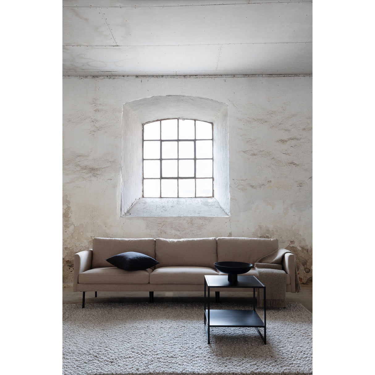 Zoom 3-Sitzer Sofa - Schwarz / Brauner Stoff - ZEN ZONE Furniture