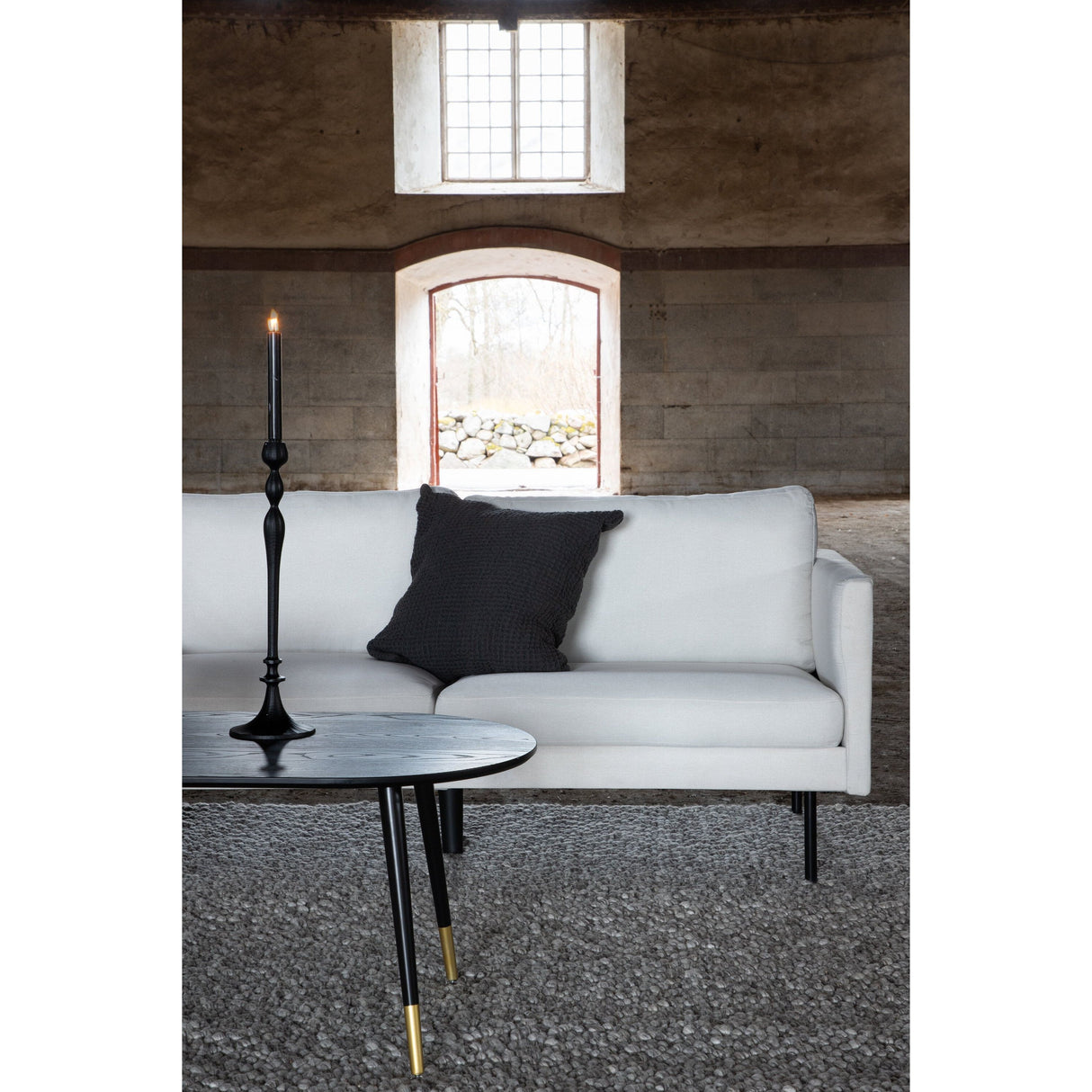 Zoom 3-Sitzer Sofa - Schwarz / Hellbeige Stoff - ZEN ZONE Furniture