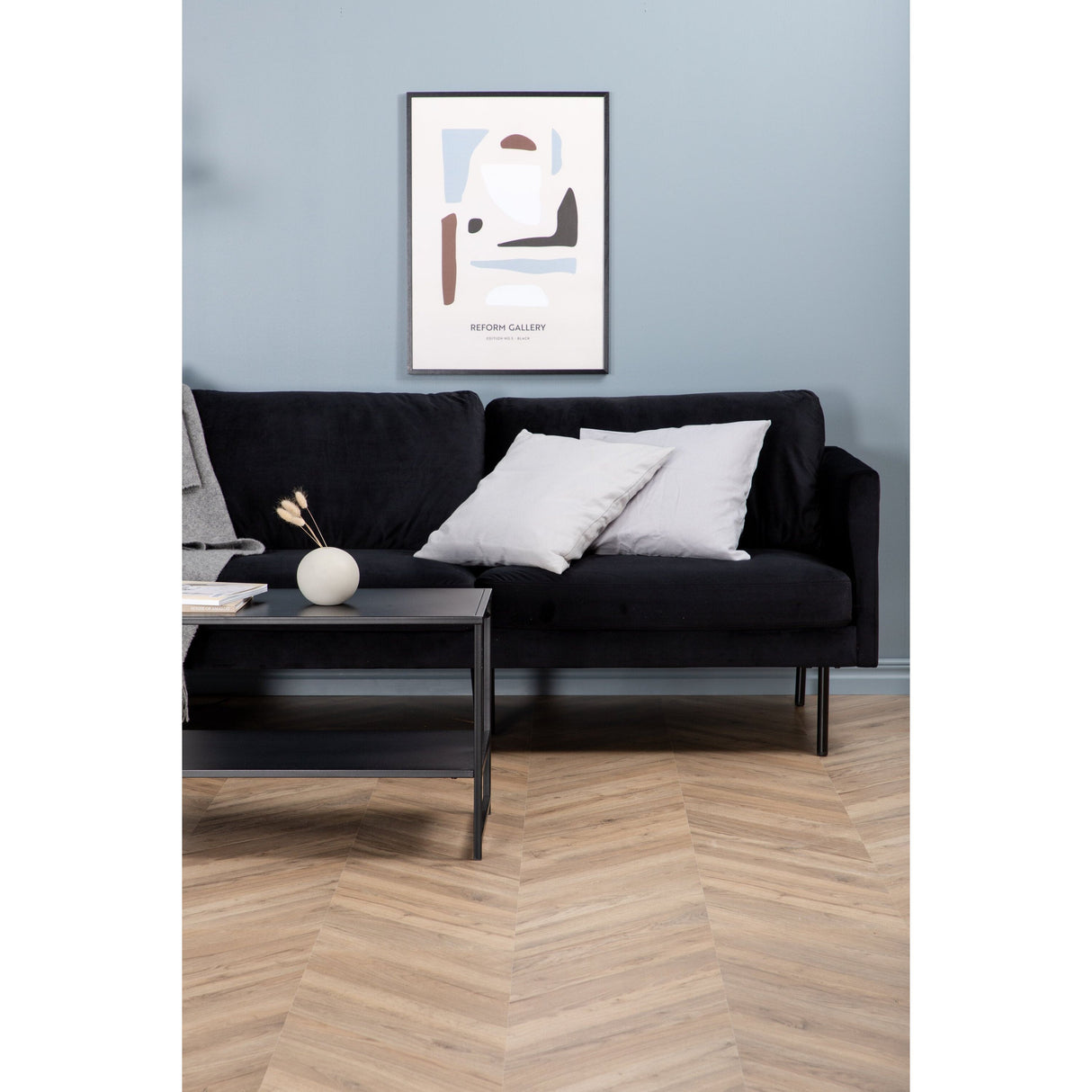 Zoom 3-Sitzer Sofa - Schwarz / Schwarzer Samt - ZEN ZONE Furniture