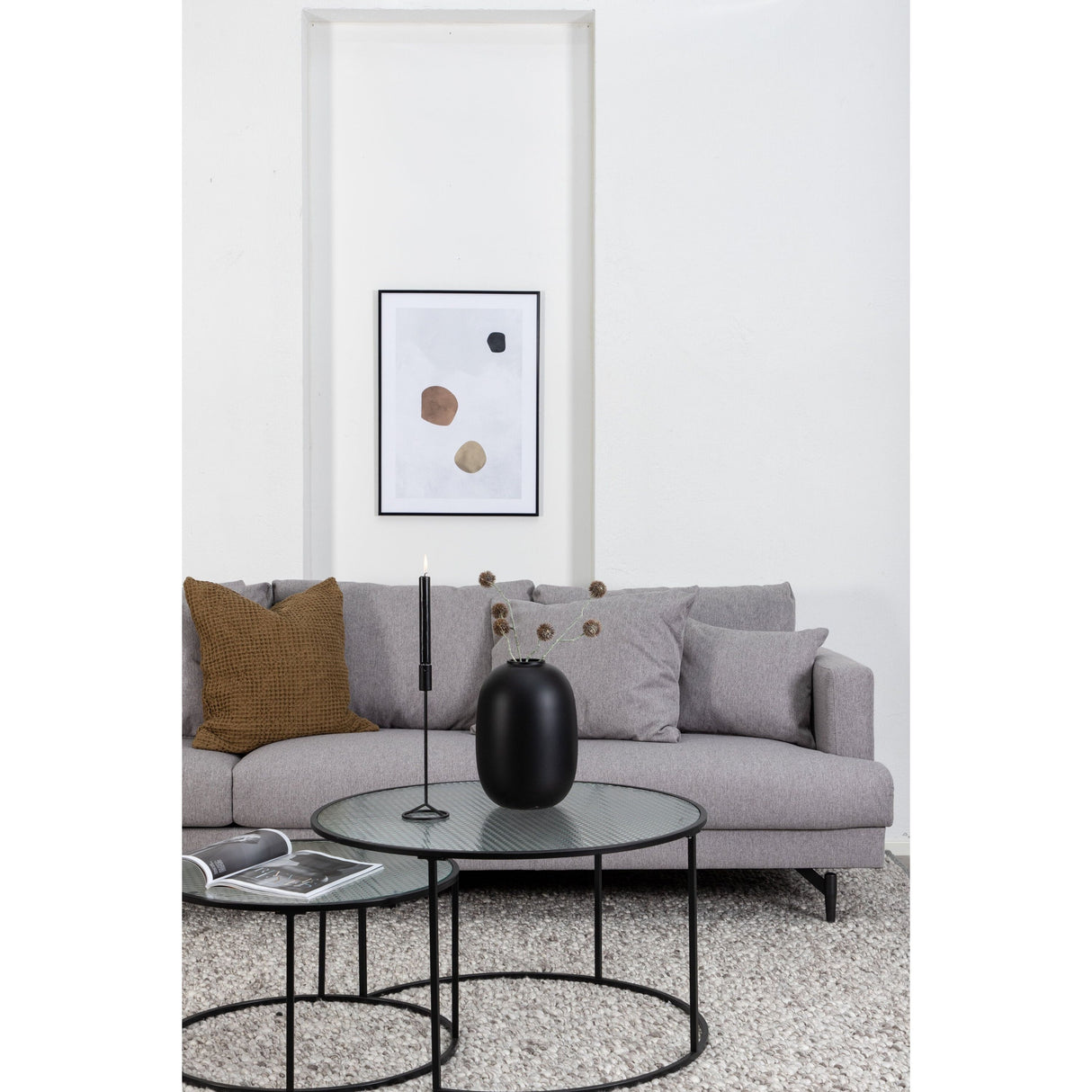 Sofia 3-Sitzer Sofa - Schwarz / Grauer Stoff - ZEN ZONE Furniture