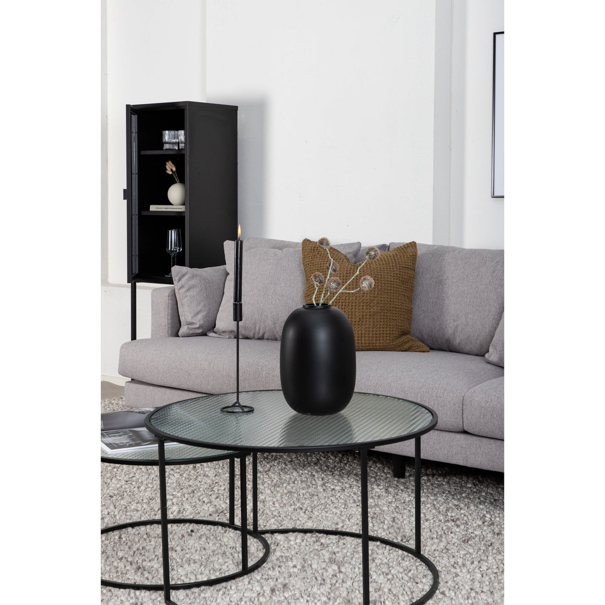 Sofia 3-Sitzer Sofa - Schwarz / Grauer Stoff - ZEN ZONE Furniture