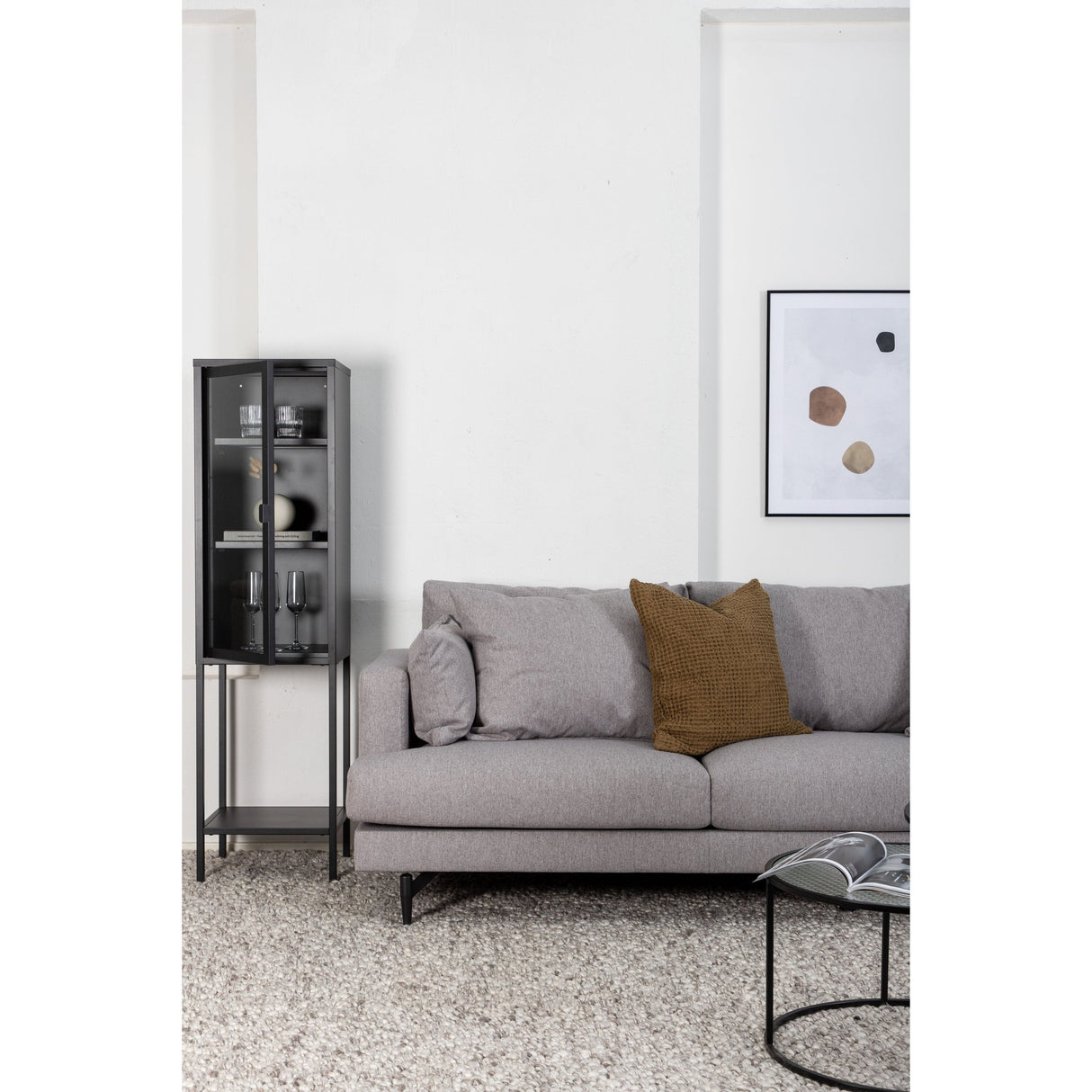 Sofia 3-Sitzer Sofa - Schwarz / Grauer Stoff - ZEN ZONE Furniture