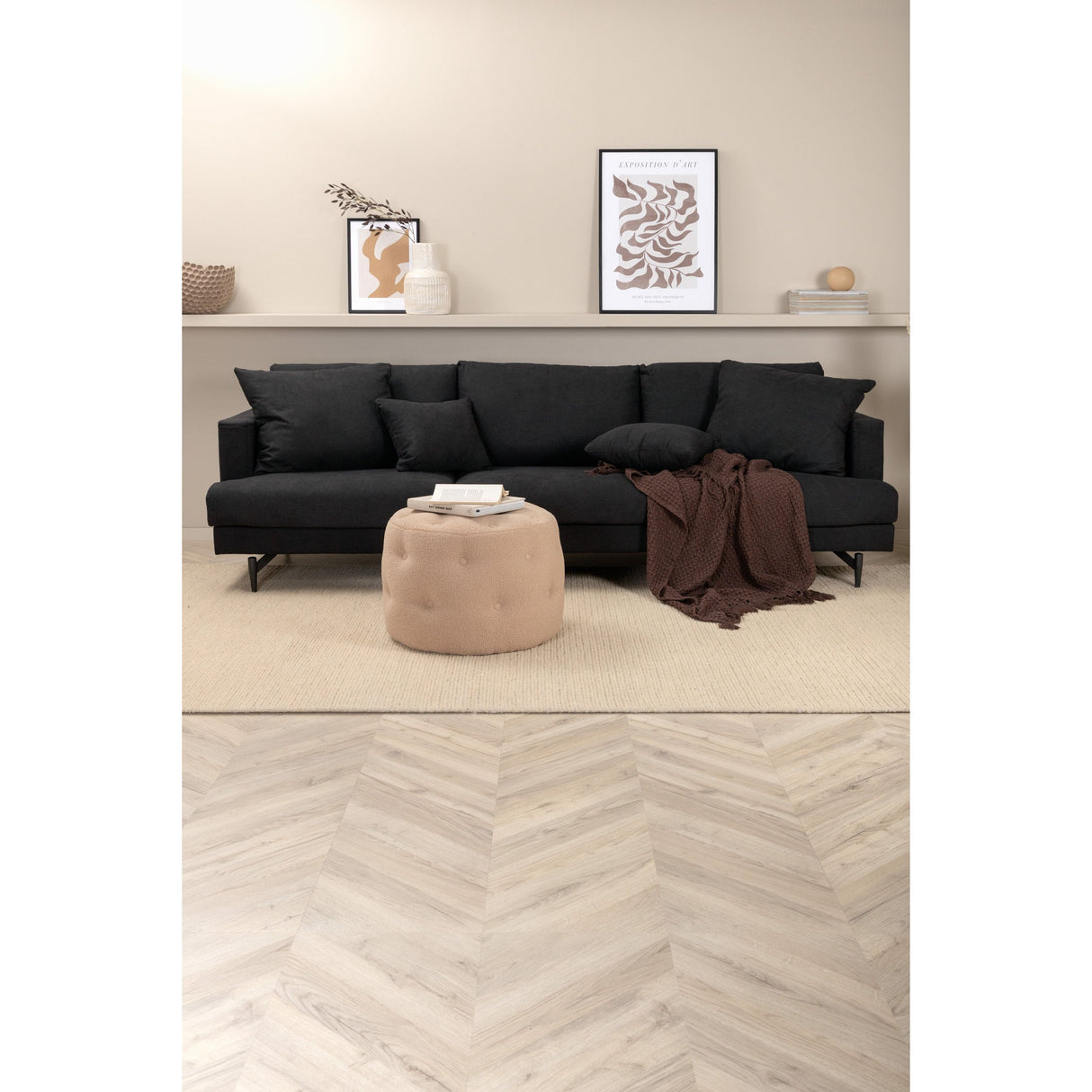 Sofia 3-Sitzer Sofa - Schwarz / Schwarzer Stoff - ZEN ZONE Furniture