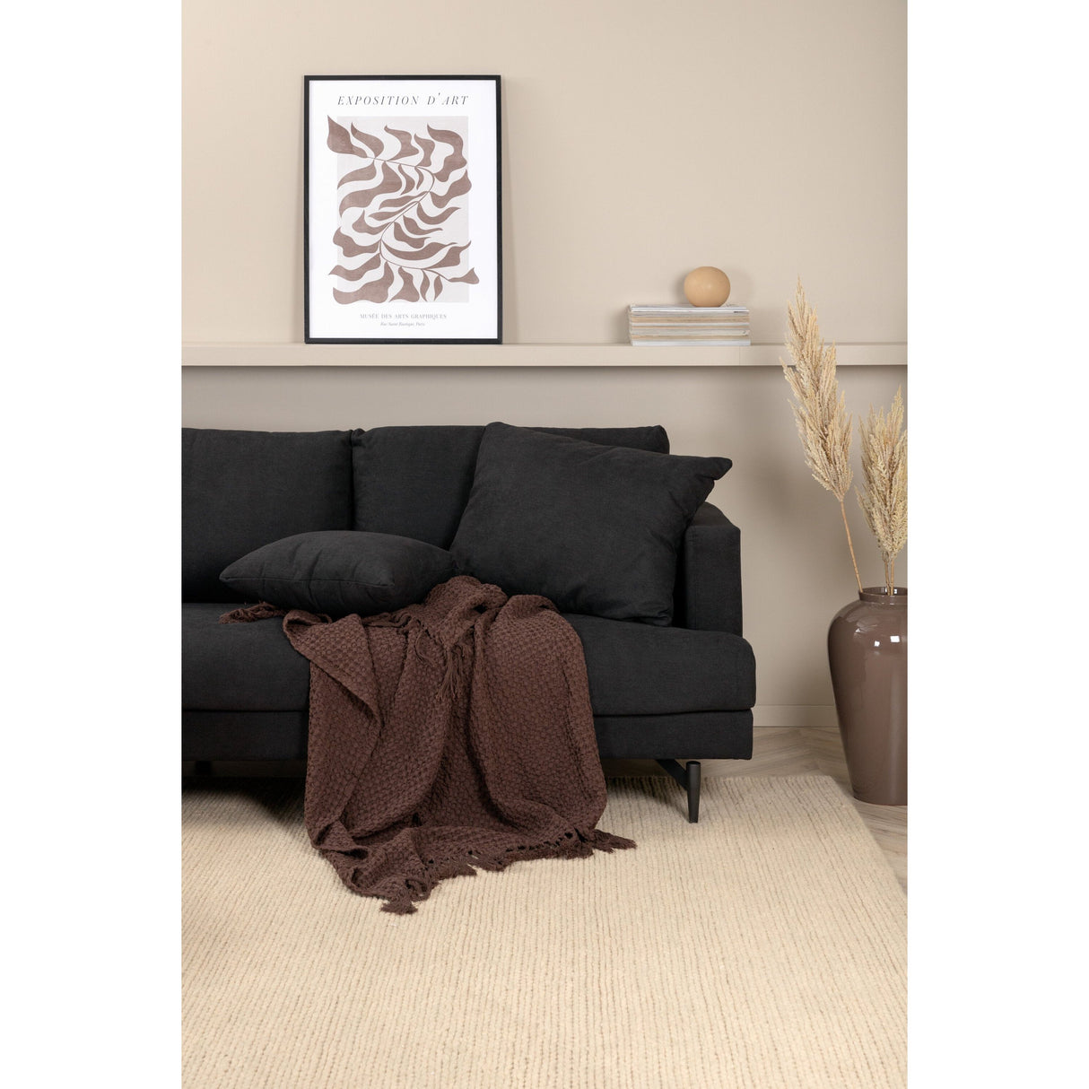 Sofia 3-Sitzer Sofa - Schwarz / Schwarzer Stoff - ZEN ZONE Furniture