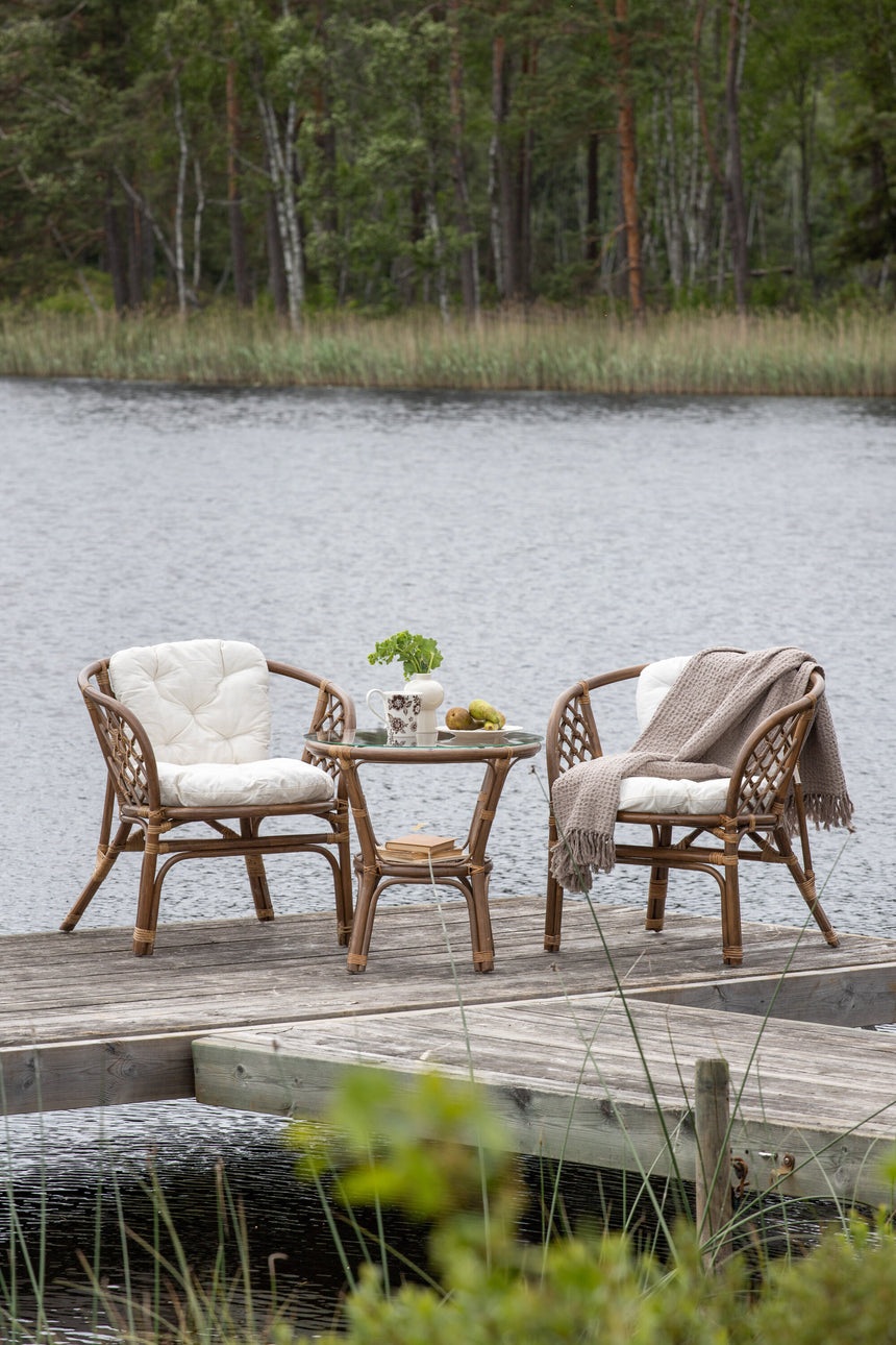 Wera Café Garnitur Rattan / Offwhite Kissen - ZEN ZONE Furniture