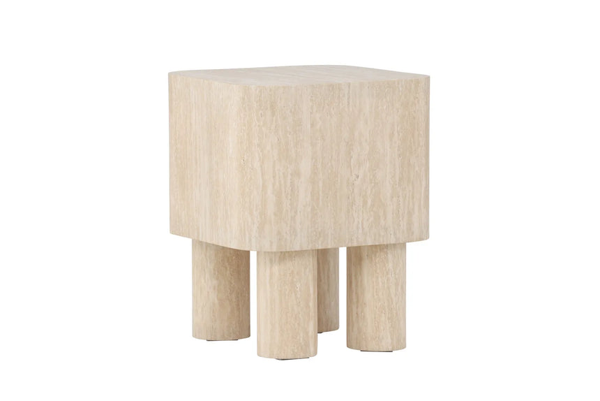 Beistelltisch Klirou mit beigem Travertinlook, 40x40x50 cm von Venture Home – Bild 19