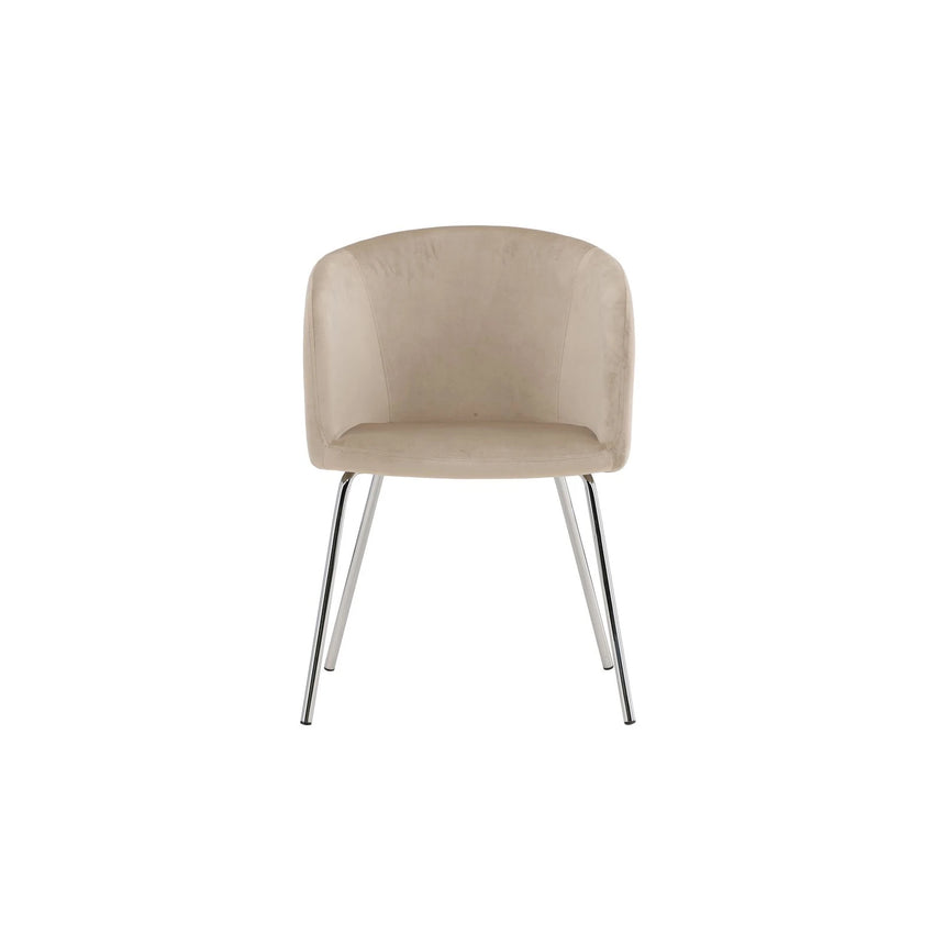 Berit Esszimmerstuhl - Beine aus Silberchrom / Beige Samt von Venture Home – Produktbild 1