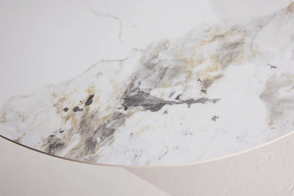 Bootcut Runder Esstisch MDF Beige / Sinterstone Marmoroptik 110x110x75 cm von Venture Home – Produktbild 3