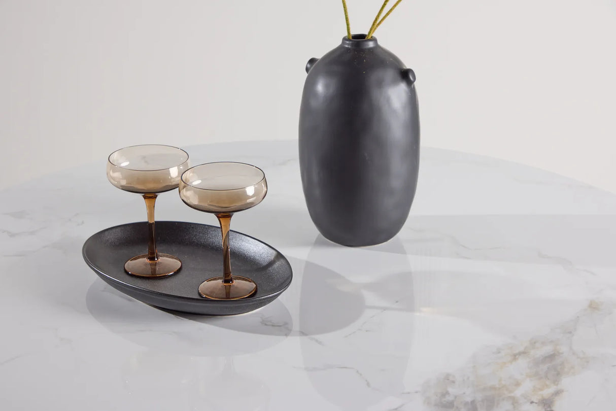 Bootcut Runder Esstisch MDF Beige / Sinterstone Marmoroptik 110x110x75 cm von Venture Home – Produktbild 5