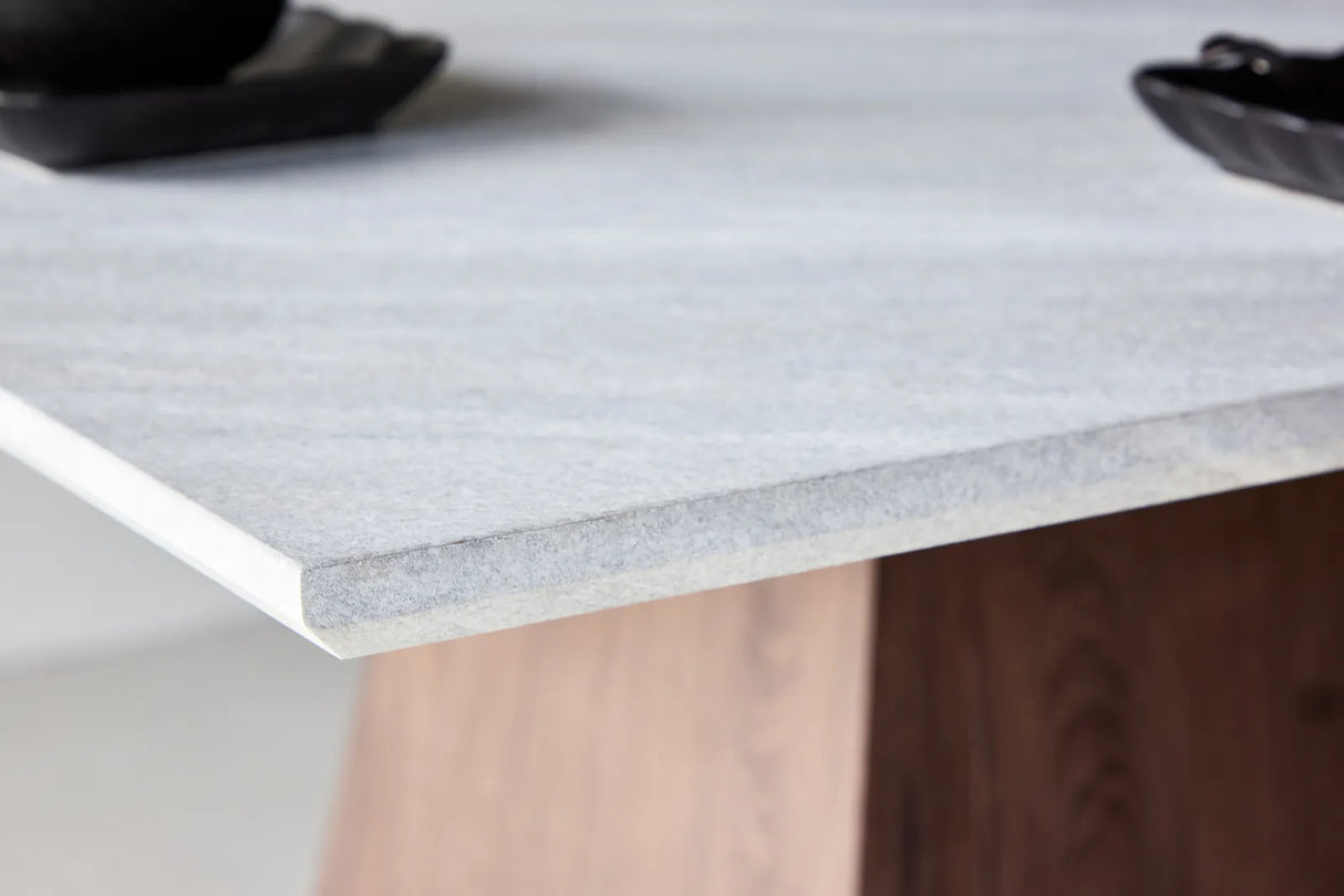 Cael Quadratischer Esstisch 120x120x75 cm - MDF 3D Papier Mocca / Steineoptik von Venture Home – Produktbild 4