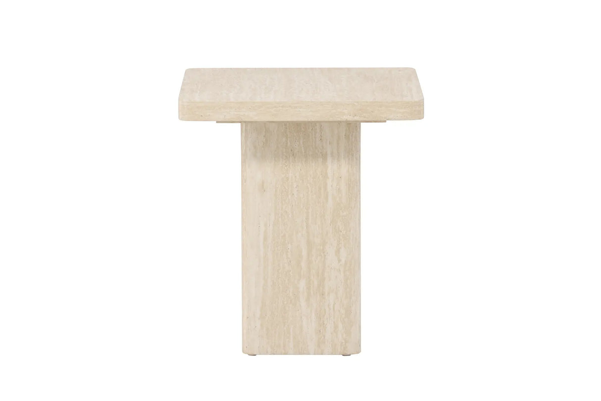 Couchtisch Qvart mit beigem Travertinlook, 50x50x56 cm von Venture Home – Bild 17