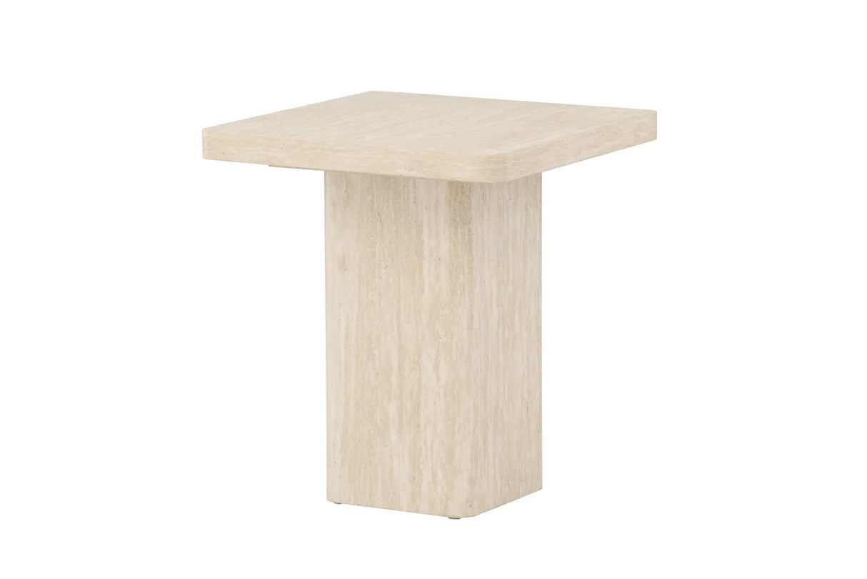Couchtisch Qvart mit beigem Travertinlook, 50x50x56 cm von Venture Home – Bild 18