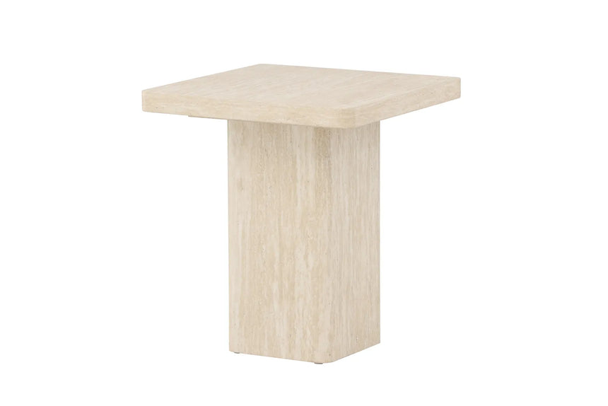 Couchtisch Qvart mit beigem Travertinlook, 50x50x56 cm von Venture Home – Bild 18