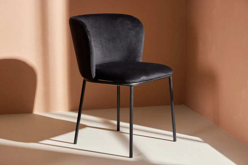 Edina Esszimmerstuhl Schwarz / Schwarz Samt von Venture Home – Produktbild 3