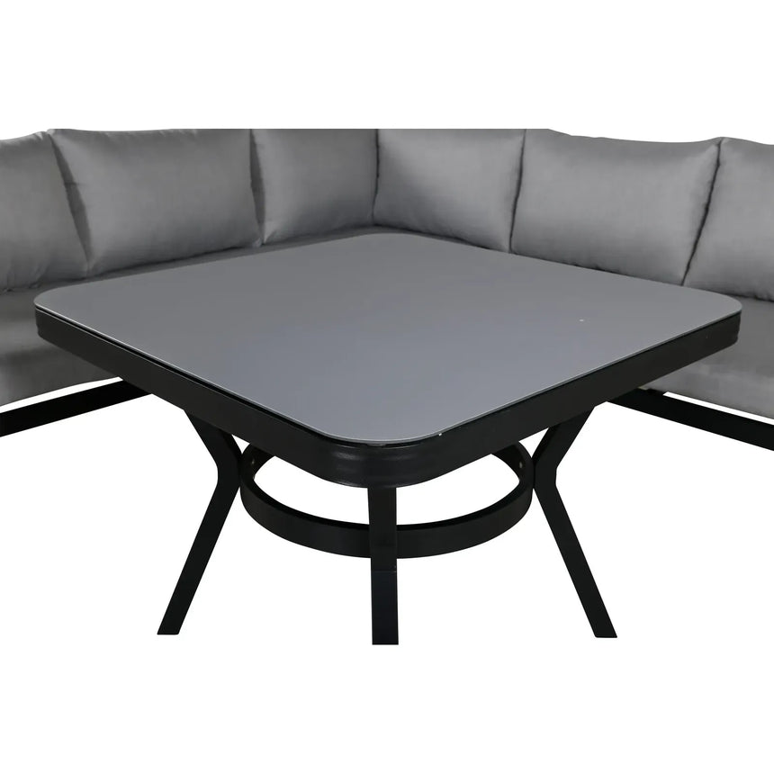 Garten Ecksofa-Set Virya aus Aluminium, Seil in Schwarz/Grau, inkl. Kissen - ZEN ZONE Furniture