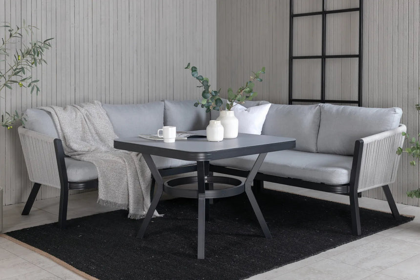 Garten Ecksofa-Set Virya aus Aluminium, Seil in Schwarz/Grau, inkl. Kissen von Venture Home – Bild 8