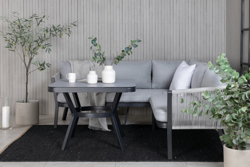 Garten Ecksofa-Set Virya aus Aluminium, Seil in Schwarz/Grau, inkl. Kissen von Venture Home – Bild 9