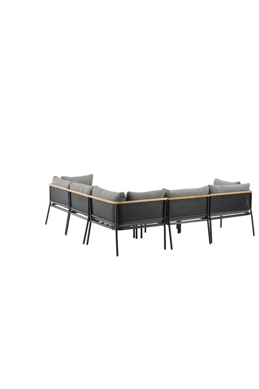 Garten Ecksofagruppe Nettan aus schwarzem Stahl, Teak und Polyester in Grau von Venture Home – Bild 9
