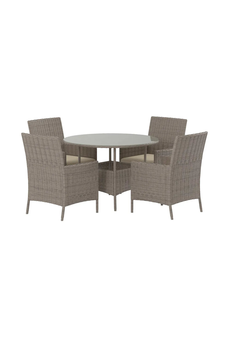 Garten Esstisch-Set Lefkas aus Stahl, Rattan und Glas in Braun von Venture Home – Bild 2