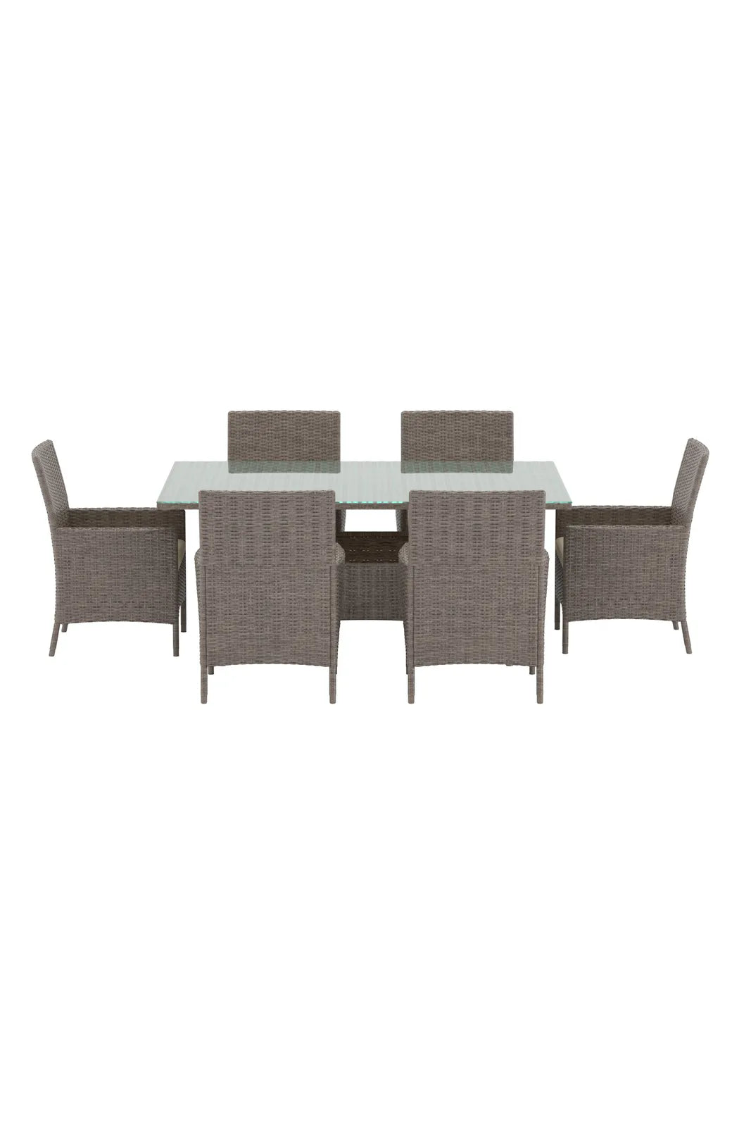 Garten Esstisch-Set Lefkas aus Stahl, Rattan und Glas in Braun von Venture Home – Bild 1