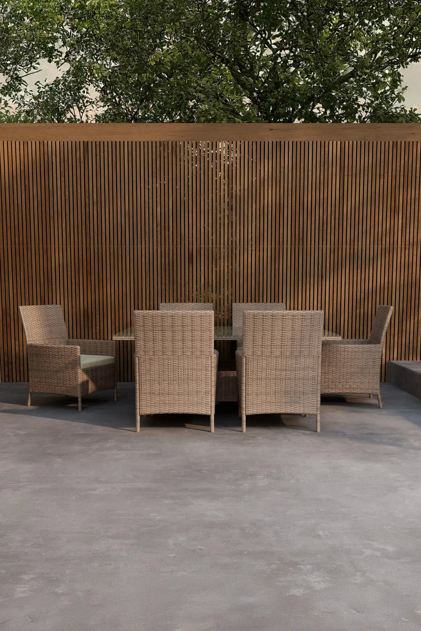 Garten Esstisch-Set Lefkas aus Stahl, Rattan und Glas in Braun von Venture Home – Bild 4