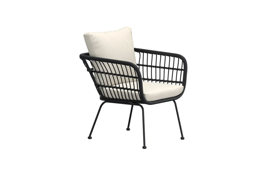 Garten Lounge-Sessel Isola aus Stahl und Rattan in Schwarz und Beige von Venture Home – Bild 6