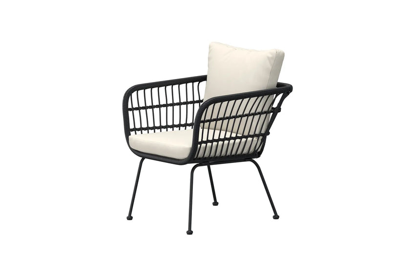 Garten Lounge-Sessel Isola aus Stahl und Rattan in Schwarz und Beige von Venture Home – Bild 7