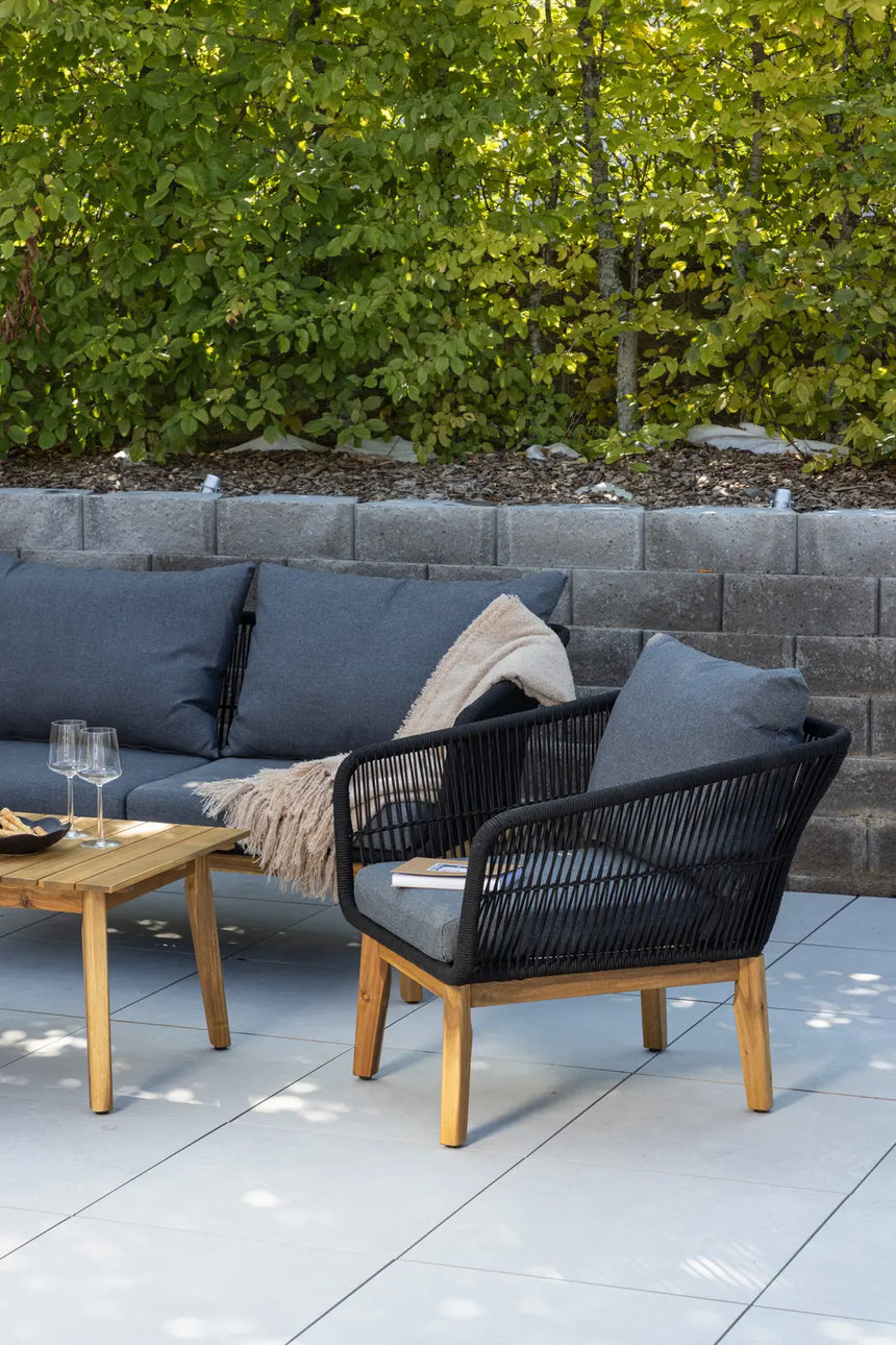 Garten Lounge-Set Chania aus Akazie, in Schwarz/Natur von Venture Home – Bild 15