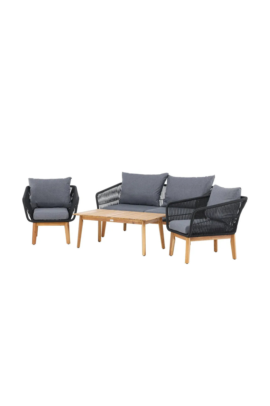 Garten Lounge-Set Chania aus Akazie, in Schwarz/Natur von Venture Home – Bild 3