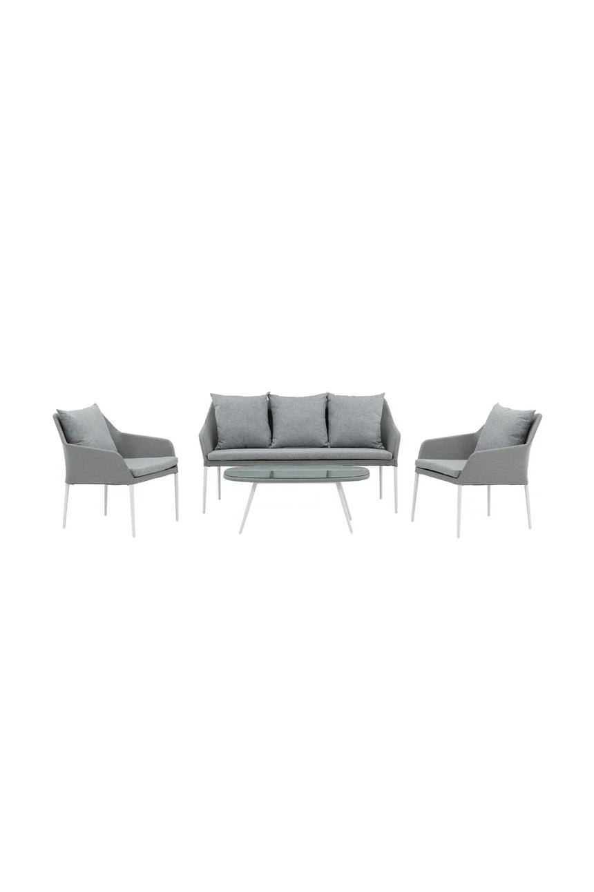 Garten Lounge-Set Spoga aus Aluminium, Polyester und Glas in Grau und Weiss von Venture Home – Bild 1