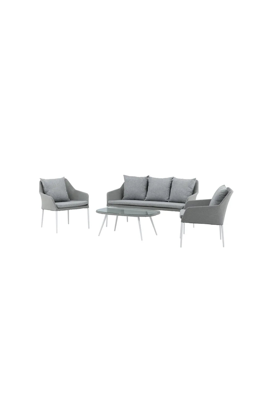 Garten Lounge-Set Spoga aus Aluminium, Polyester und Glas in Grau und Weiss von Venture Home – Bild 2