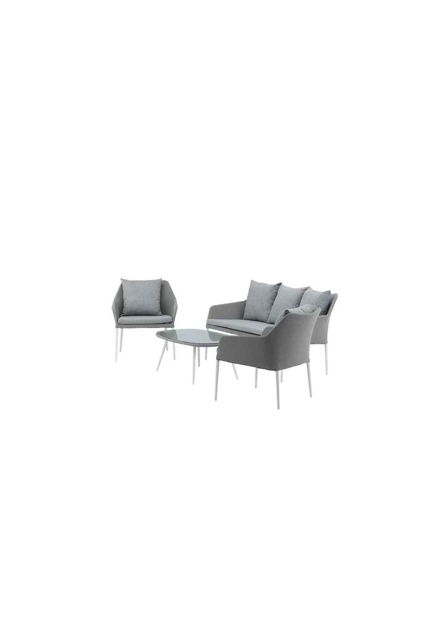 Garten Lounge-Set Spoga aus Aluminium, Polyester und Glas in Grau und Weiss von Venture Home – Bild 3