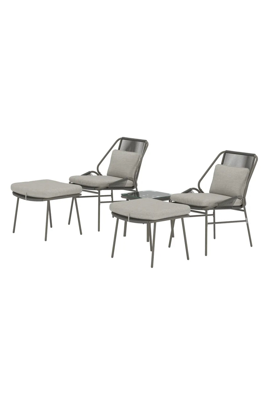 Garten Lounge-Set Zakynthos in Braun mit Glas- und Stahlteilen von Venture Home – Bild 3