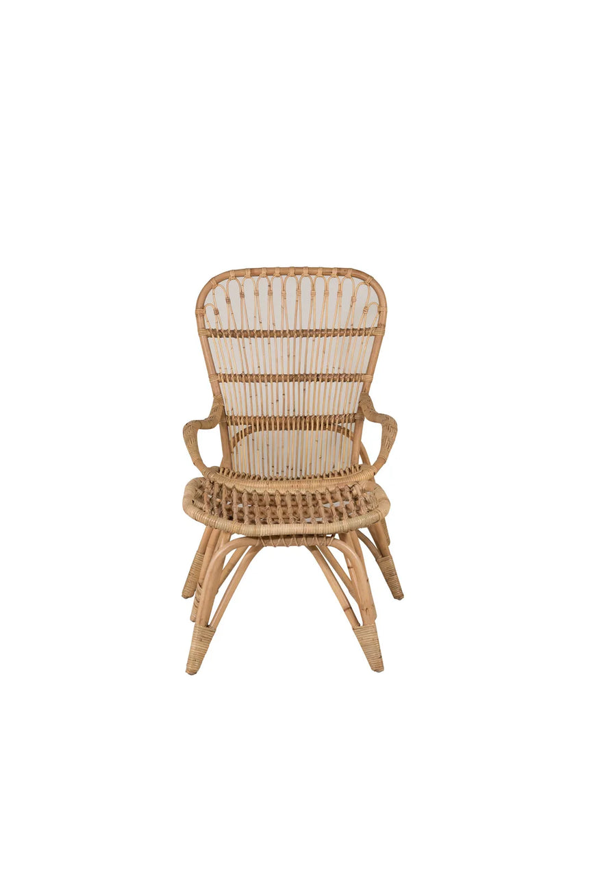 Garten Sessel Ella aus Rattan mit Offwhite Kissen und Fusshocker von Venture Home – Bild 1