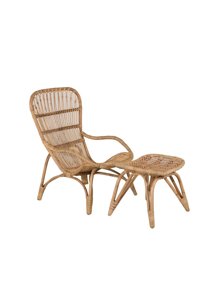 Garten Sessel Ella aus Rattan mit Offwhite Kissen und Fusshocker von Venture Home – Bild 2