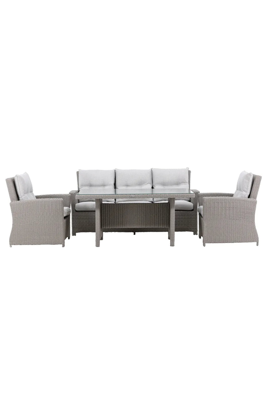 Garten Set Brentwood aus grauem Geflecht mit Glas Tischplatte in Grau von Venture Home – Bild 2