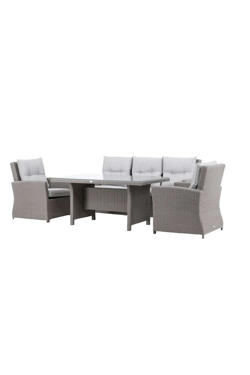 Garten Set Brentwood aus grauem Geflecht mit Glas Tischplatte in Grau von Venture Home – Bild 3