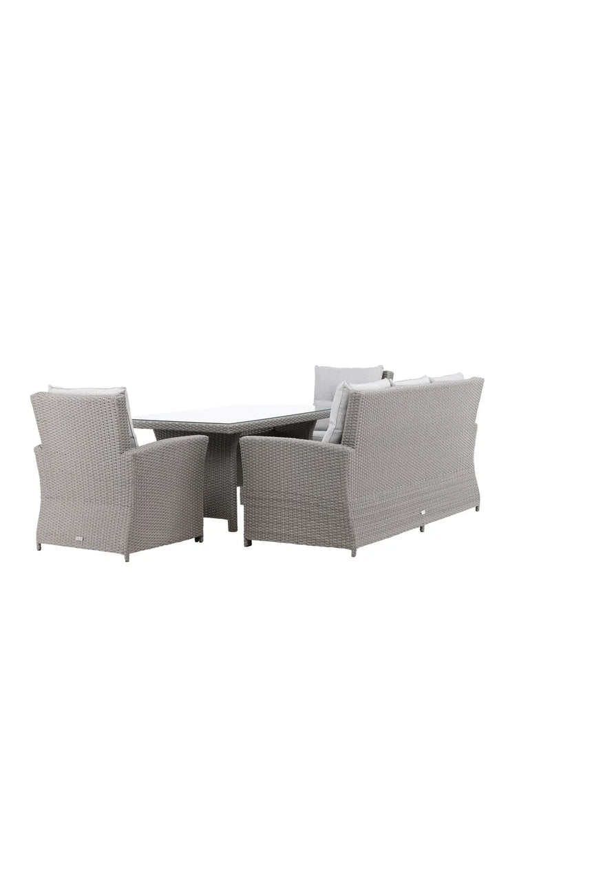 Garten Set Brentwood aus grauem Geflecht mit Glas Tischplatte in Grau von Venture Home – Bild 6