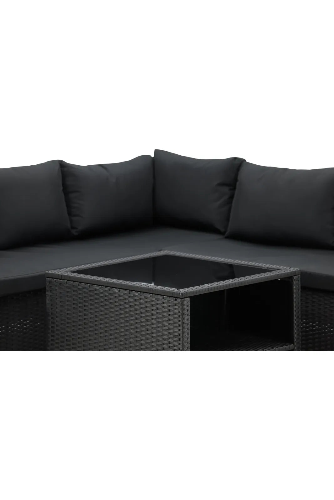 Garten Set Haiti aus schwarzem Geflecht mit schwarzen Polyesterkissen von Venture Home – Bild 13