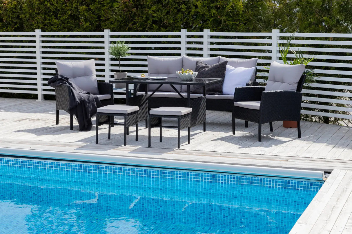 Garten Set Knock aus schwarzem Geflecht mit grauen Polstern von Venture Home – Bild 11