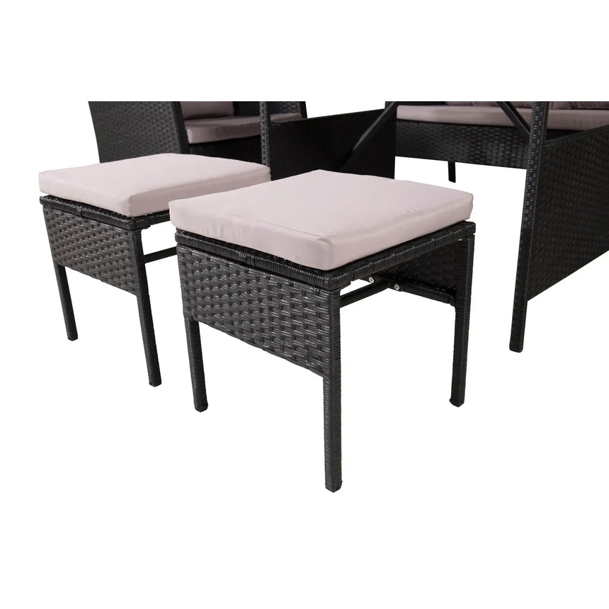 Garten Set Knock aus schwarzem Geflecht mit grauen Polstern - ZEN ZONE Furniture