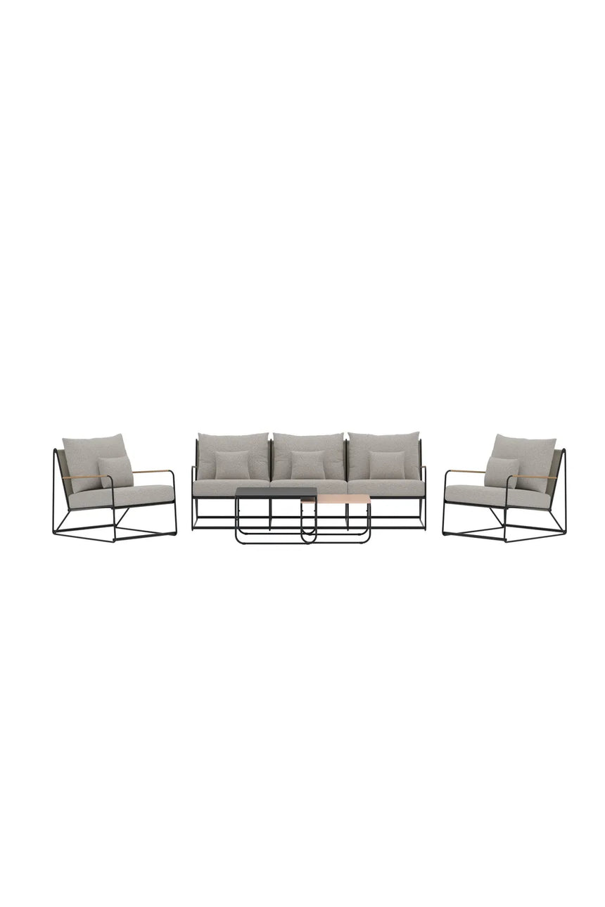 Garten Sitzgarnituren-Set Palazzo aus Bouclé Stoff in Schwarz/Beige von Venture Home – Bild 1