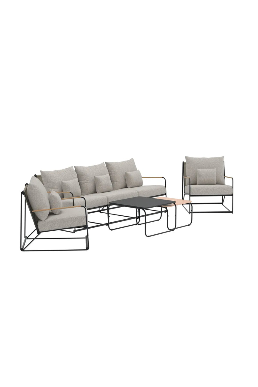 Garten Sitzgarnituren-Set Palazzo aus Bouclé Stoff in Schwarz/Beige von Venture Home – Bild 2