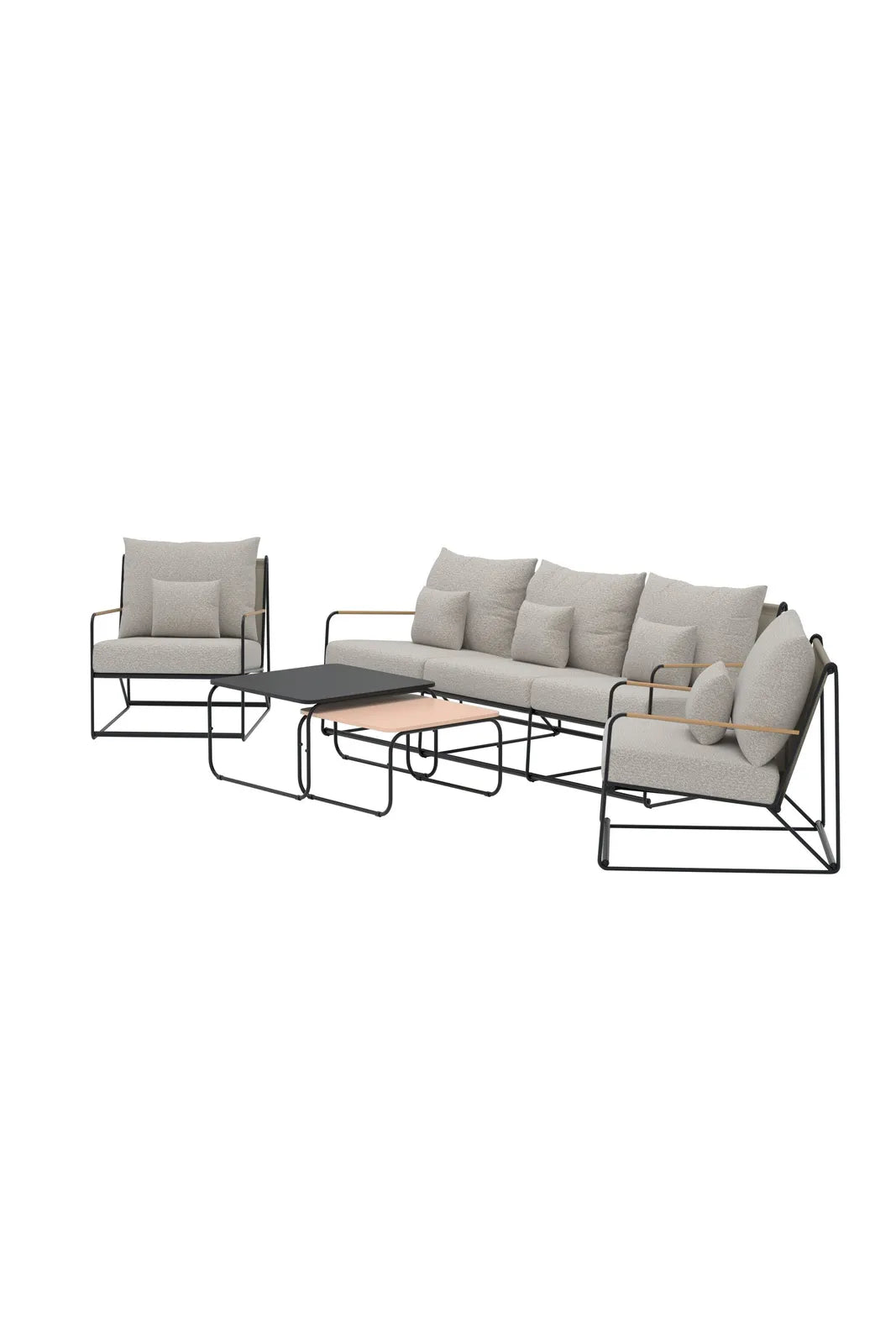 Garten Sitzgarnituren-Set Palazzo aus Bouclé Stoff in Schwarz/Beige von Venture Home – Bild 3