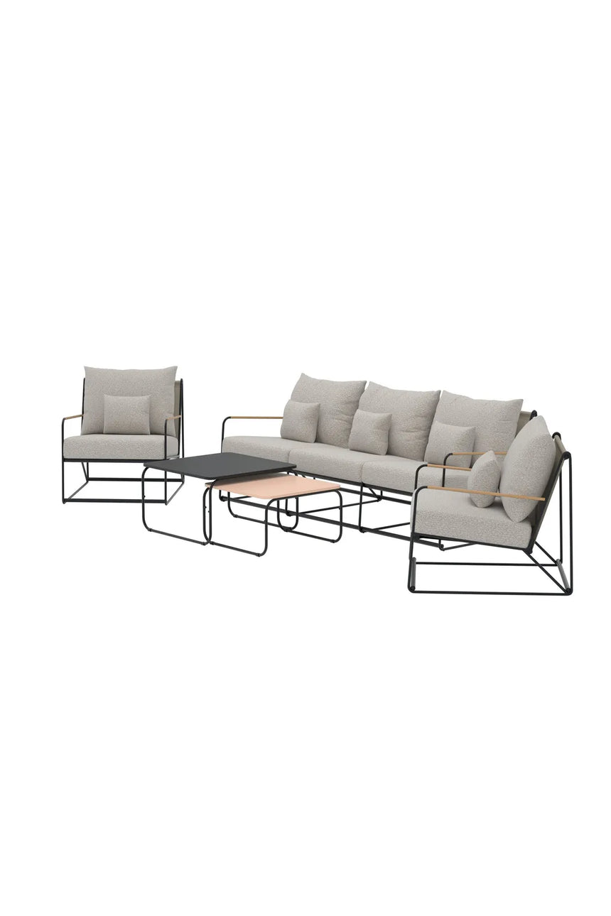 Garten Sitzgarnituren-Set Palazzo aus Bouclé Stoff in Schwarz/Beige von Venture Home – Bild 3