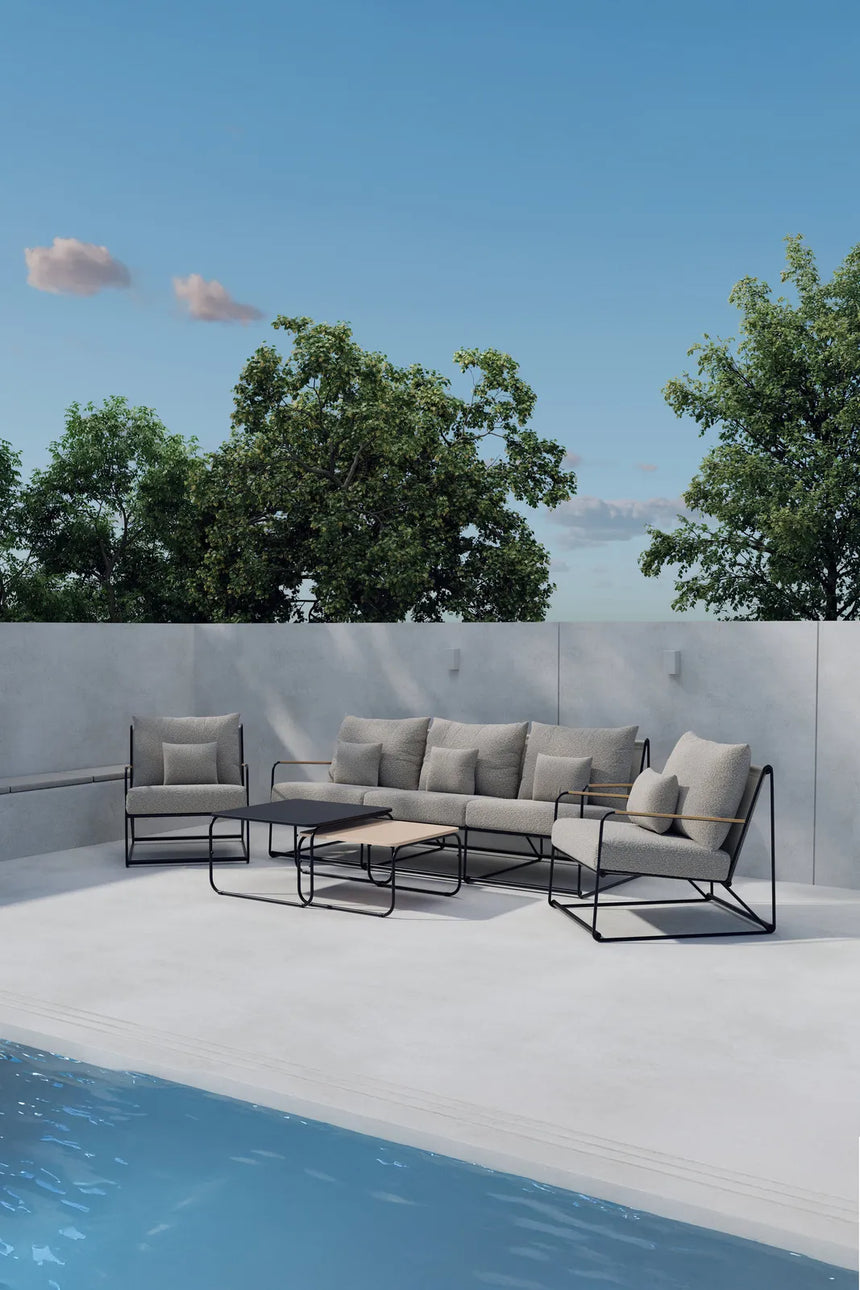 Garten Sitzgarnituren-Set Palazzo aus Bouclé Stoff in Schwarz/Beige von Venture Home – Bild 4